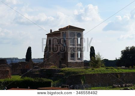 Remains Of Palace Of Emperor Titus Flavius Domitianus In Rome