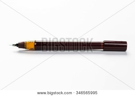 Ballpoint Pen Isolated On A White Background. Nice Pen Mockup For Corporate Business Identity Presen