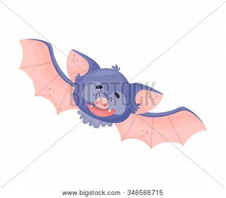 Cartoon Bat Character In Flying Pose Vector Illustration
