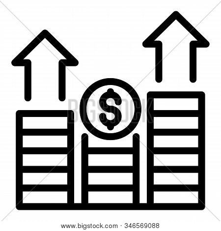 Money Coins Graph Icon. Outline Money Coins Graph Vector Icon For Web Design Isolated On White Backg