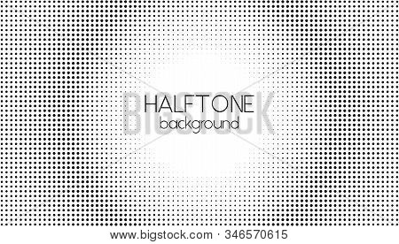 Halftone Dotted Background. Vector Black And White Dotts Round Pattern. Monochrome Backdrop