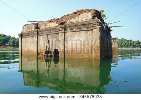 Structure Of Former Wat Wang Wirekaram Temple, Being Part The Underwater City After The Dam Was Buil