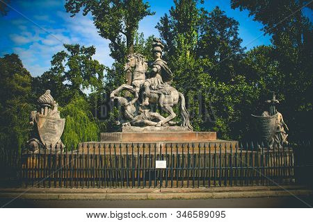Warsaw, Poland - 3 September 2007: King Jan Iii Sobieski  Monument In Warsaw, Poland, With Trees In 