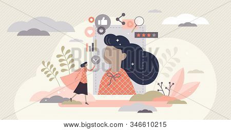 Personal Branding Influencer Marketing Concept, Flat Tiny Person Vector Illustration. Creative Perso