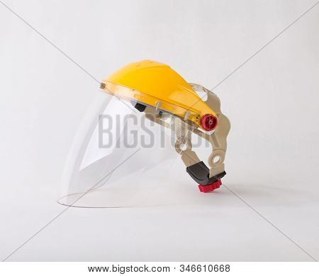 Plastic Protective Face Shield Isolated On White Background