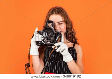 Professional Camera. Education For Reporters And Journalists. Editing Photos. Manual Settings. Girl 