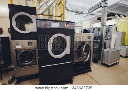 Washing Machine In Dry Cleaning Close-up Dry Cleaning.