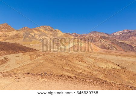View Of Artist Palette In Death Valley From Artist Drive In California. Usa. The Hottest Places In T