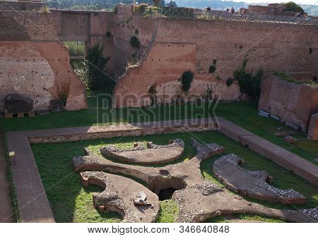 Remains Of Palace Of Emperor Titus Flavius Domitianus In Rome