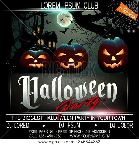 Halloween Party Flyer Template Design. Vector Illustration