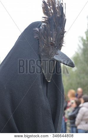 Teulada, Sardinia - 02.18.2018: Traditional Masks Of Sardinia