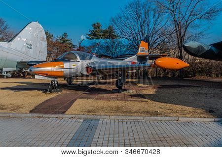 Seoul, South Korea; January 10, 2020: Cessna T-37c Jet Trainer On Static Display At Korean War Memor