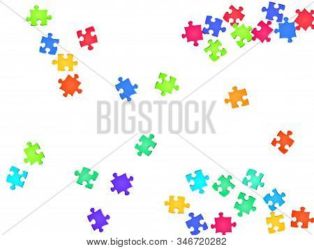 Business Tickler Jigsaw Puzzle Rainbow Colors Pieces Vector Background. Top View Of Puzzle Pieces Is