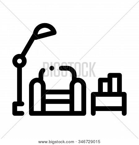 Reading Place With Lamp Icon Vector. Outline Reading Place With Lamp Sign. Isolated Contour Symbol I