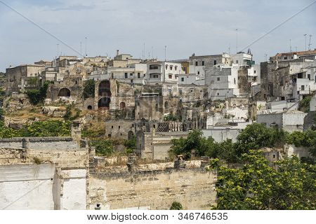 White Buildings Of Ginosa Di Puglia, Taranto, Apulia, Southern Italy, Historic Town