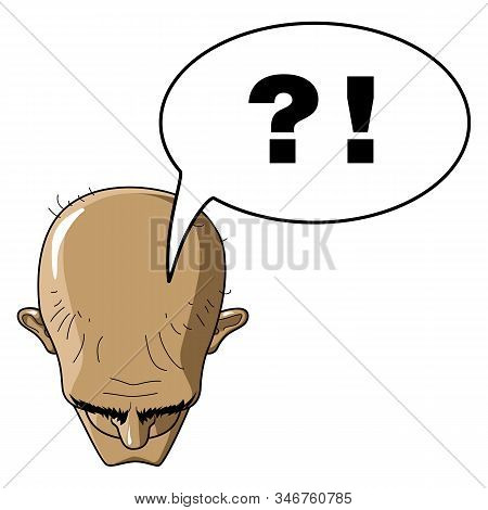 Head Of A Bald Man Top View. Woe From The Mind. Tormenting Thoughts. Questions And Answers. Bald Hea