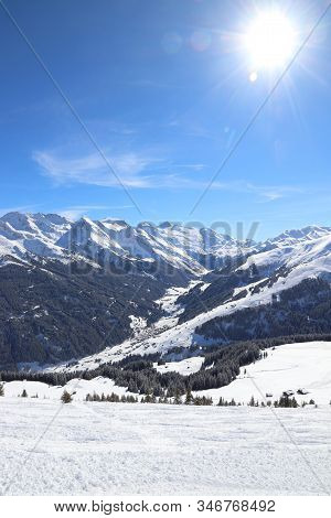 Austria Mountains Winter Wonderland - Mayrhofen Ski Resort In Tyrol. Austrian Central Alps.