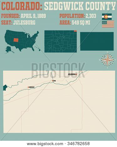 Large And Detailed Map Of Sedgwick County In Colorado, Usa.