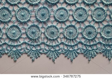 Light Blue Crochet Lace Edge On Neutral Background