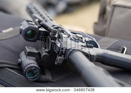 Modern Ar15 Rifle With A Sight Aim