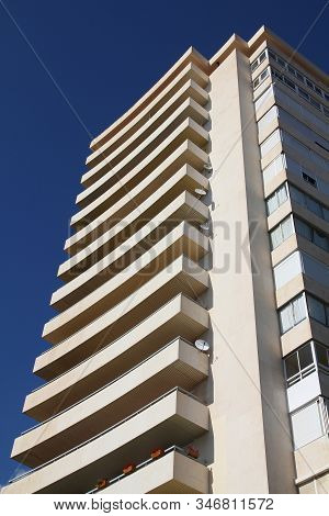 Malaga, Spain - October 11, 2010: Generic Apartment Building In Malaga, Spain. Malaga Is The 6th Lar