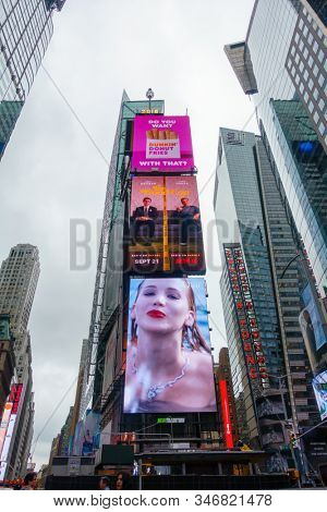 New York, USA - September 6, 2018: Time Square dusk time cityscape