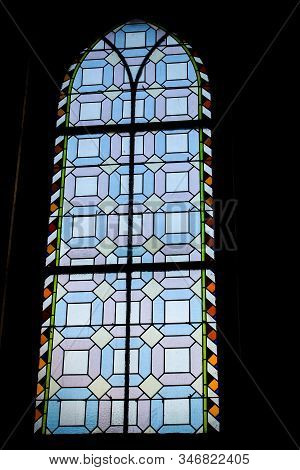 Tarnow, Poland - May 01, 2014: Stained Glass Windows In Holy Family Church