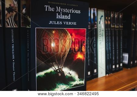 London / Uk - December 21 2019: Classic Literature Books On A Shelf In A Bookstore