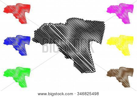 Cornwall County (counties Of Jamaica) Map Vector Illustration, Scribble Sketch Cornwall Map