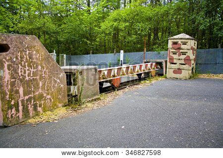 Eussenhausen, Bavaria, Ddr Monument, Germany - July 5, 2019 Border Station Of The Former Inner Germa