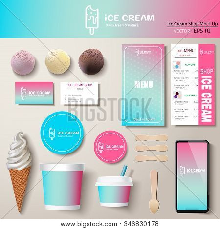 Vector Ice Cream Corporate Identity Template Design Set.