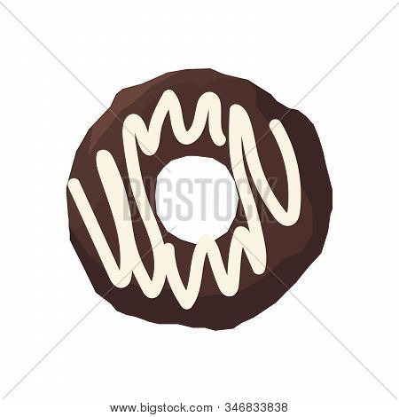 Chocolate Donut With Chocolate Isolated On White Background. Illustration