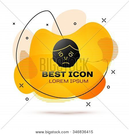 Black Inflammation On Face Icon Isolated On White Background. Abstract Banner With Liquid Shapes. Ve