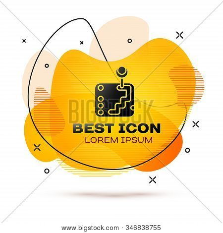 Black Gear Shifter Icon Isolated On White Background. Transmission Icon. Abstract Banner With Liquid