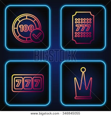 Set Line Crown, Slot Machine With Lucky Sevens Jackpot, Casino Chips And Slot Machine With Lucky Sev