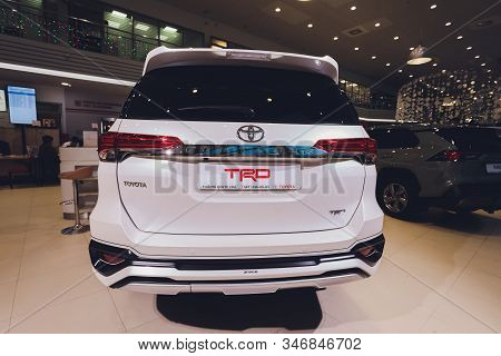 Ufa, Russia, 15 January, 2020: All-new Compact Crossovers Toyota Rav4 Premier At Toyota Car Standing