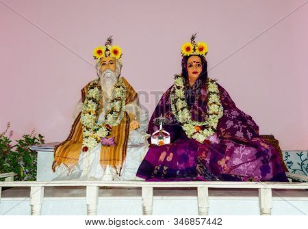 Indian Domestic Temple With Lord Shiva, Lord Krishna And Lord Durga For Regular Worship