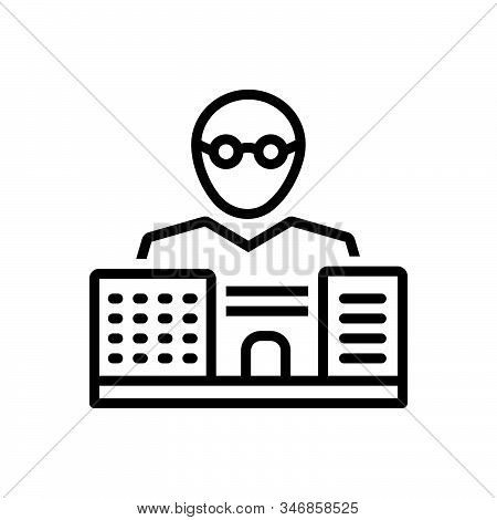 Black Line Icon For Bussiness Man Building Office Corporate Career Professional Real-estate