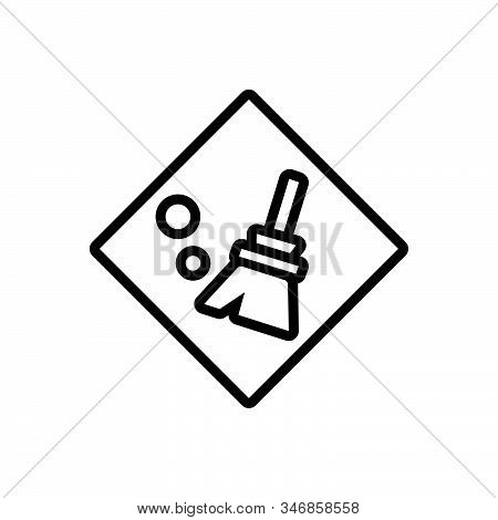 Black Line Icon For Clear Distinguishable Neat Tidy Broomstick