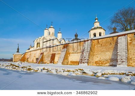 Frosty December Day Near The Walls Of The Old Kirillo-belozersky Monastery. Kirillov, Vologda Region