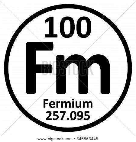 Periodic Table Element Fermium Icon On White Background. Vector Illustration.