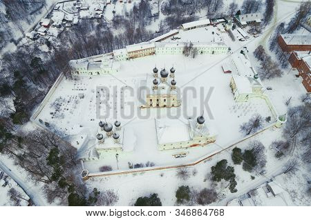 Above Holy Trinity Makaryevo-unzhensky Monastery On A January Cloudy Day (aerial Photography). Makar