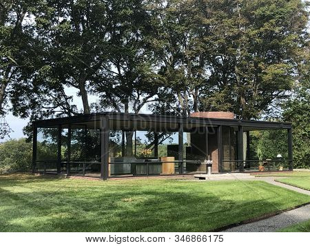 New Canaan, Ct - Oct 2: The Glass House By Philip Johnson In New Canaan, Connecticut, As Seen On Oct