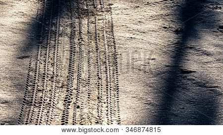 First Tire Track On The First Snow