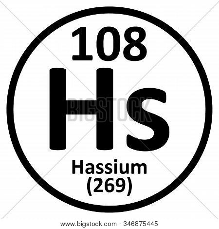 Periodic Table Element Hassium Icon On White Background. Vector Illustration.