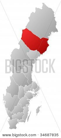 Map Of Sweden, Västerbotten County Highlighted