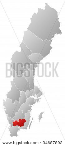 Karte von Schweden, Kronobergs lÃ¤n hervorgehoben