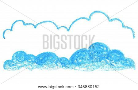 Hand-drawn Cloud Banner With Outline And Fill On White Background. Children Art Or Kids Artclass Ban