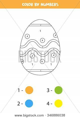Color Cute Easter Egg By Numbers. Coloring Page For Kids.