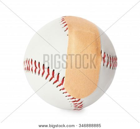 Ball With Sticking Plaster Isolated On White